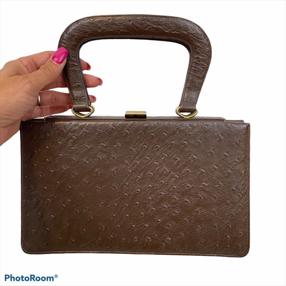 Vintage Chocolate Colored Ostrich‎ Leather Hand Bag